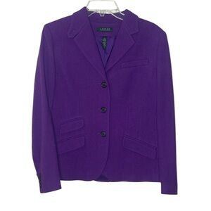 🔥VINTAGE RALPH LAUREN Women's Vibrant Purple Wool Blazer Size 12